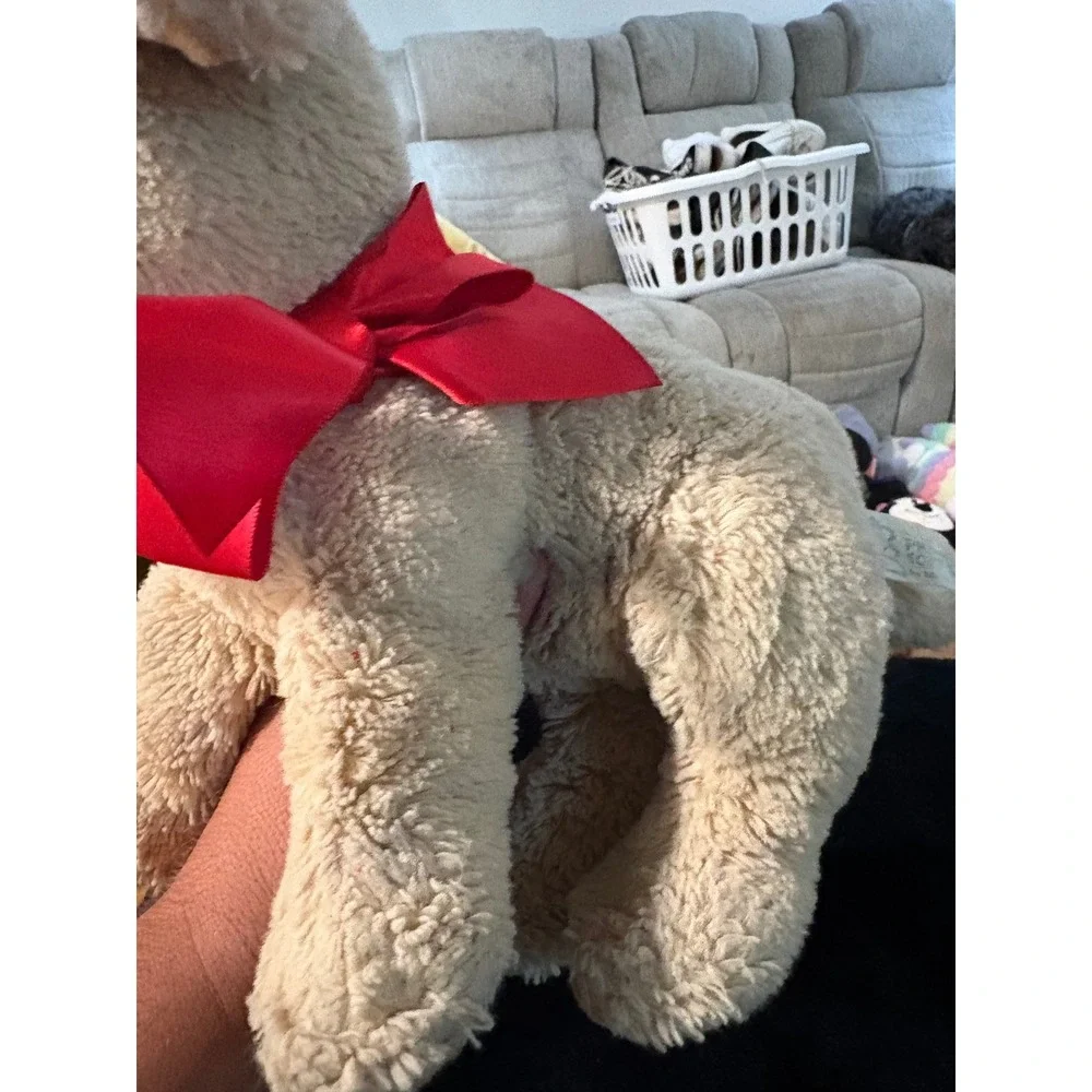 Princess Soft Toys Melissa & Doug Tan Puppy Dog Plush Red Bow Stuffed Animal